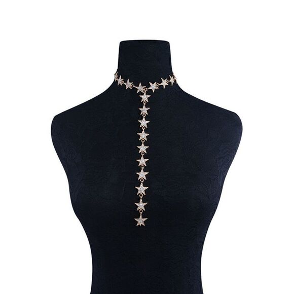 ⭐ Star Drop Spangled Rhinestone Y Lariat Long Necklace NEW - Picture 13 of 17